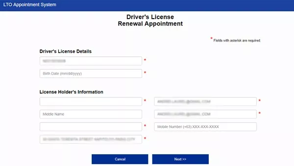 LTO driver's license renewal form