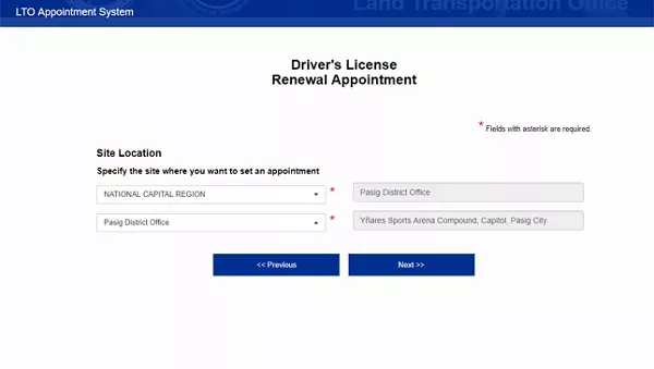 LTO online license renewal_select lto branch