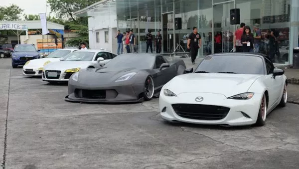 Cars are on display at the event