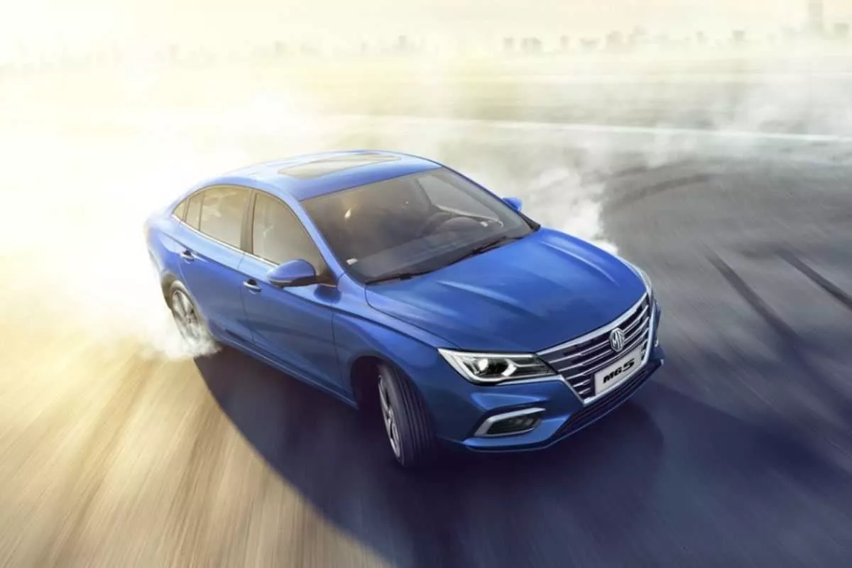 A picture of the MG 5 performing a power slide