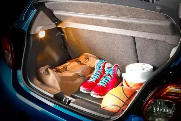 A picture of the Mirage's open boot