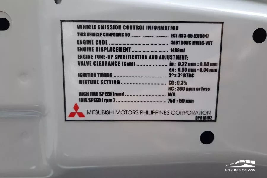 Mitsubishi Xpander Cross Vehicle Emission Control Information