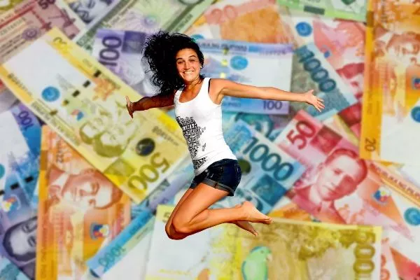 This potentially means more savings for you A picture of a woman jumping with a lot of pesos in the background