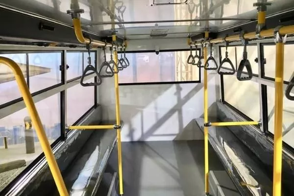 A picture of the interior of a modernized jeepney.