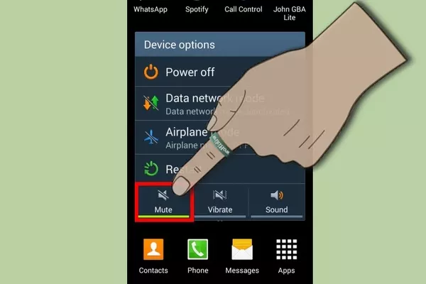 Man setting the phone to mute