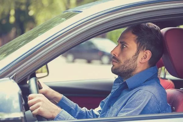 A picture of a nervous driver