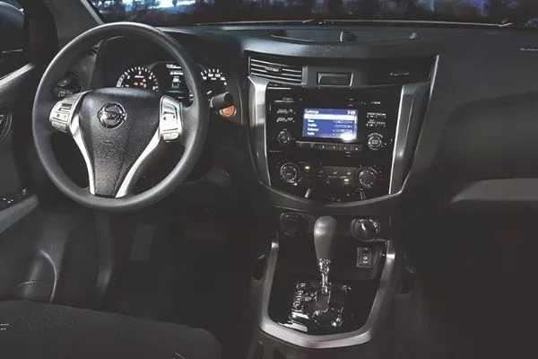 Even the dashboard looks like it can withstand a beating A picture of the Navara's dashboard and steering wheel