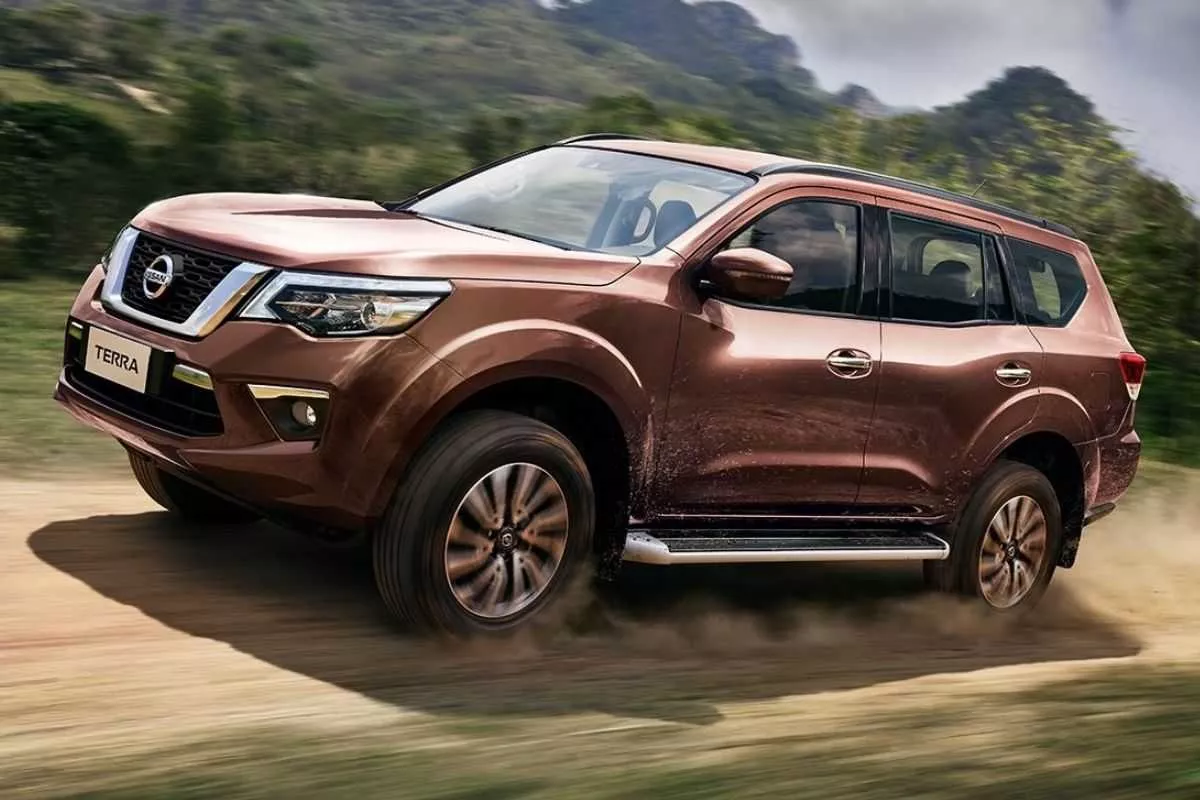 The Nissan Terra climbing a hill.