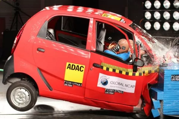 A picture of a car crash test without airbags
