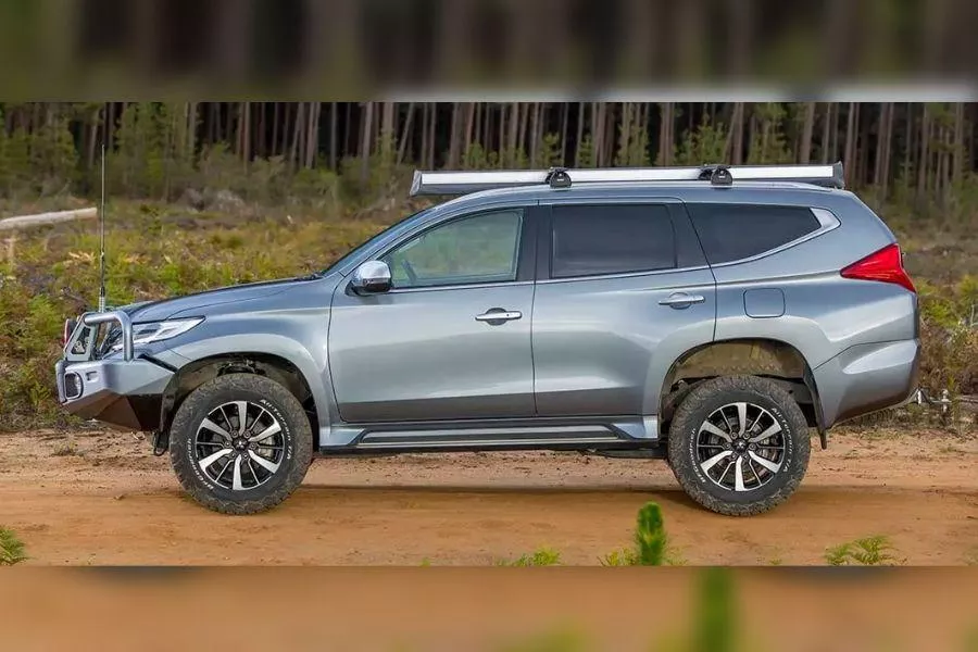 A picture of a Montero Sport with the Old Man Emu Suspension kit