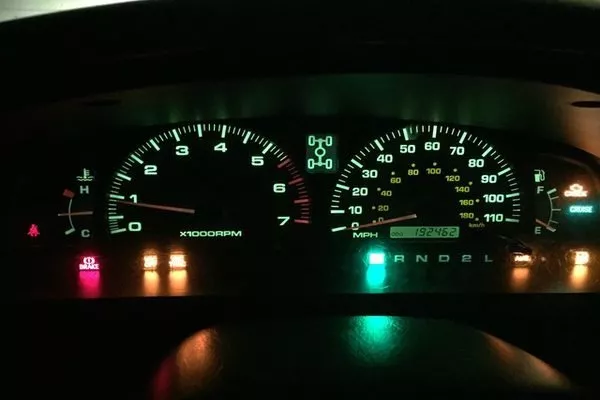 A car's instrument gauge cluster
