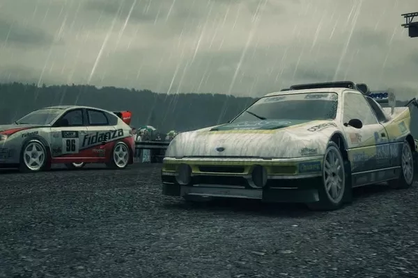 Racing car in the rain