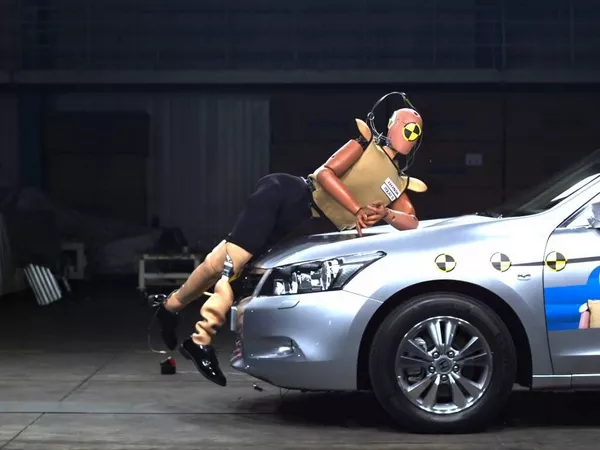 A test that about how well the AEB kicks in and if a pedestrian will be injured. pedestrian safety test