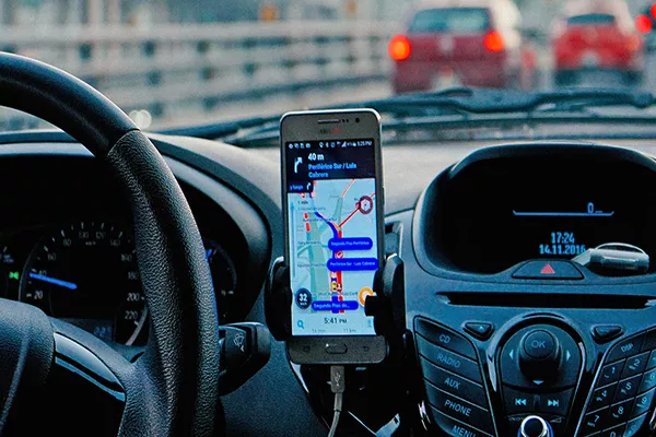 Phone in a car phone holder