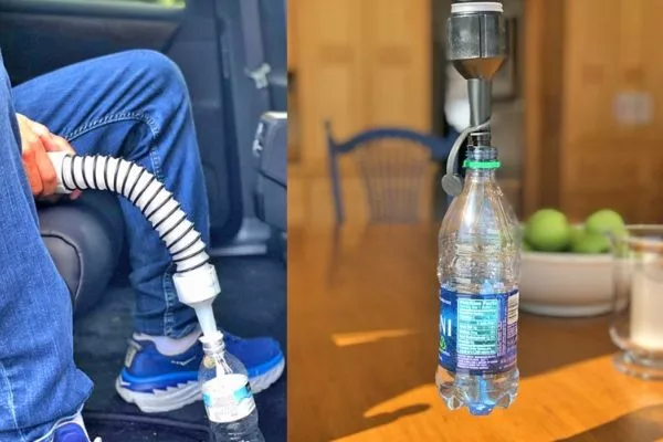 A picture of a bottle pisser gadget.