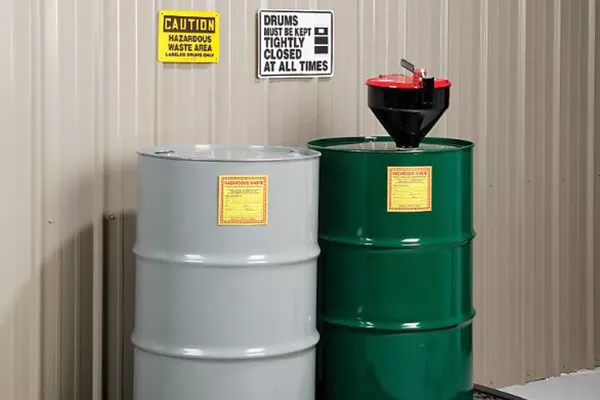 A picture of a proper used oil storage