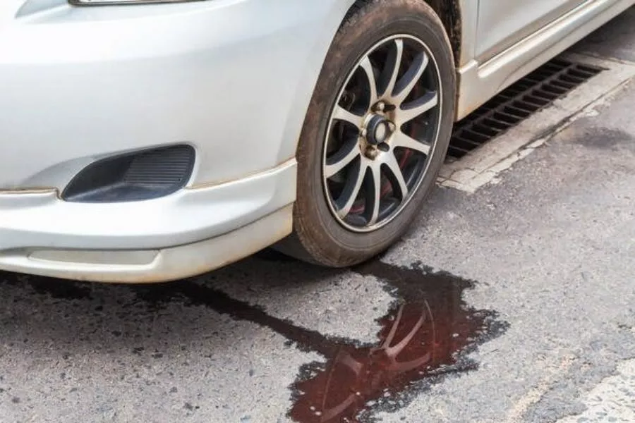 A picture of a car leaking coolant