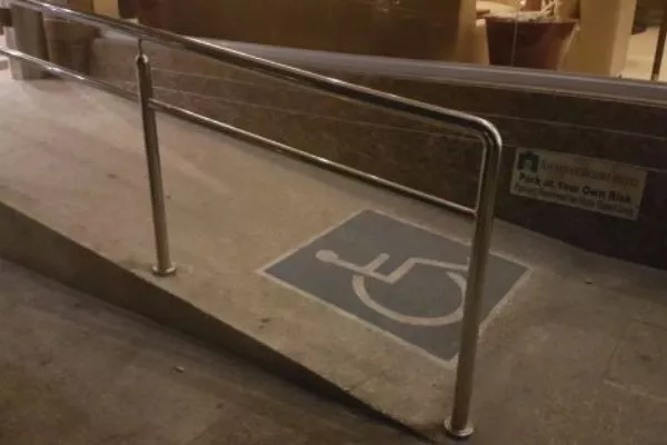 A wheel-chair access ramp