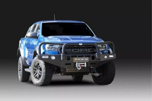 A picture of the Ranger Raptor with bull bar