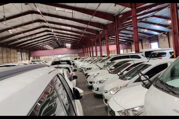 Cars repoed by the bank are stored in warehouses like this. A picture of a repoed car warehouse