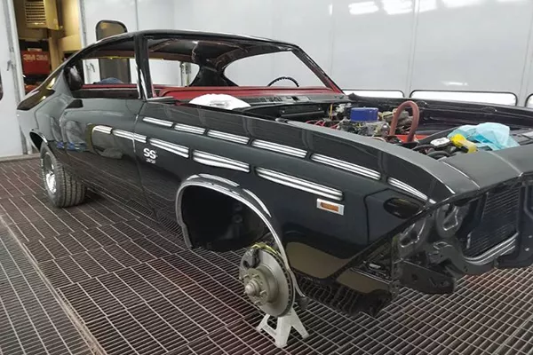 A picture of a stripped out car