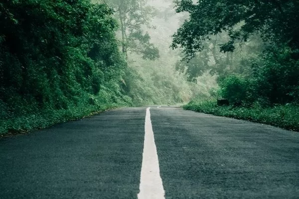 A solid white line on a road