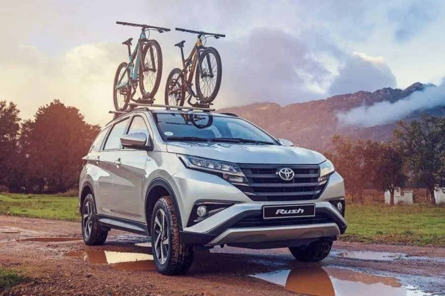 Roof racks are a must-have for outdoorsy, active folks A picture of a Toyota Rush equipped with a roof rack