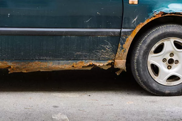 Rusty underbody of a car