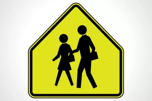 A School Zone Ahead sign