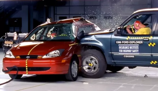 A moving object will the ram the side, to simulate the real word when cars collide on the side. side impact test