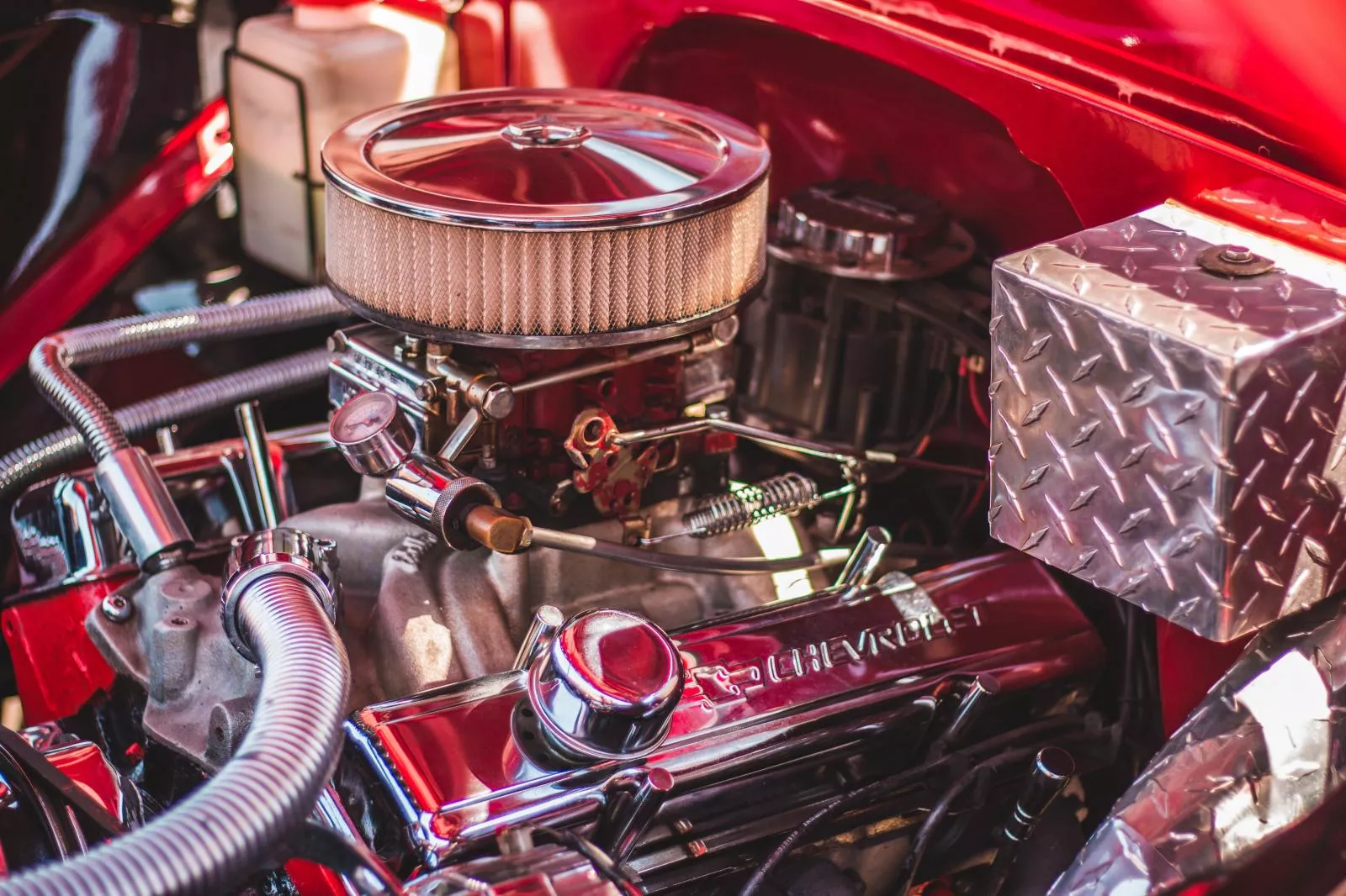 An engine from a muscle car