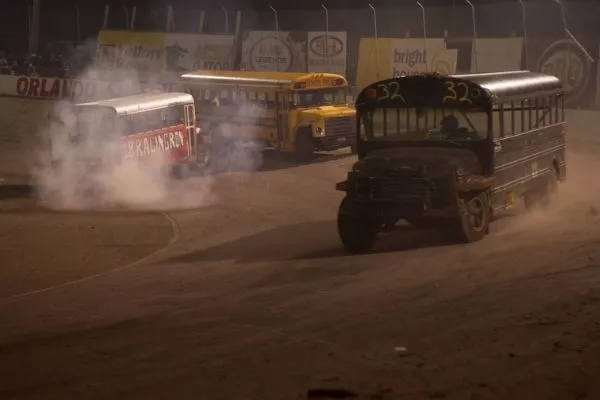 A picture of schoolbus racing