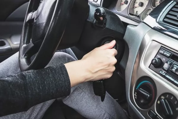 Man starting the engine