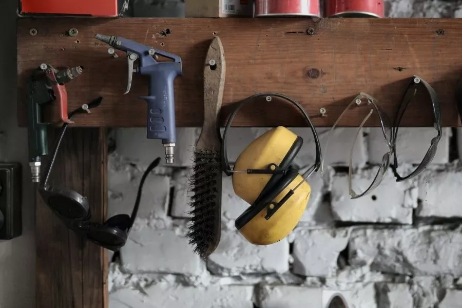 Tools on a shelf