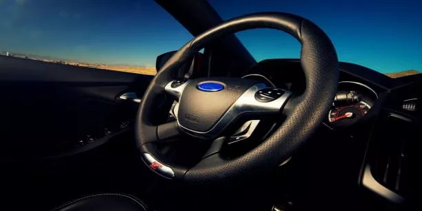 the steering wheel of a car