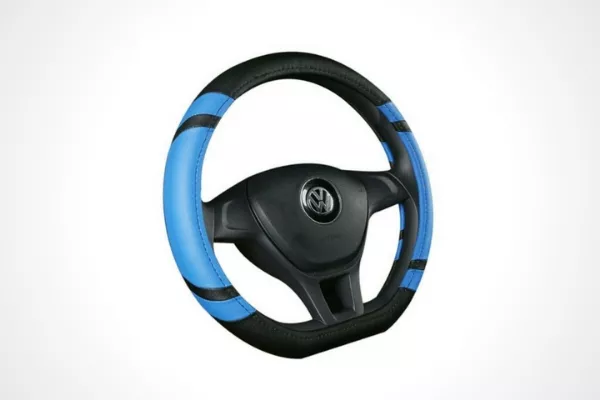 Leather steering wheel cover