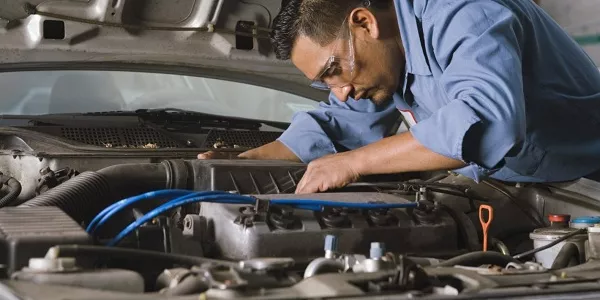 Man checking the engine