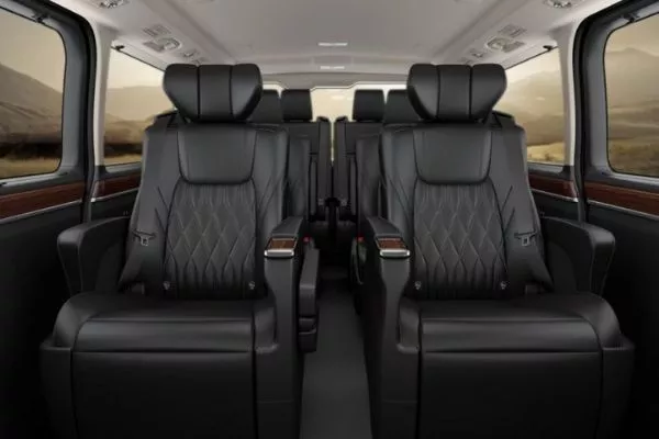 A picture of the interior of the Super Grandia focusing on the seats