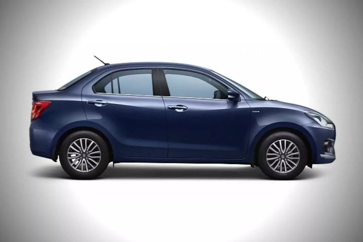 A picture of the side of the Suzuki Dzire