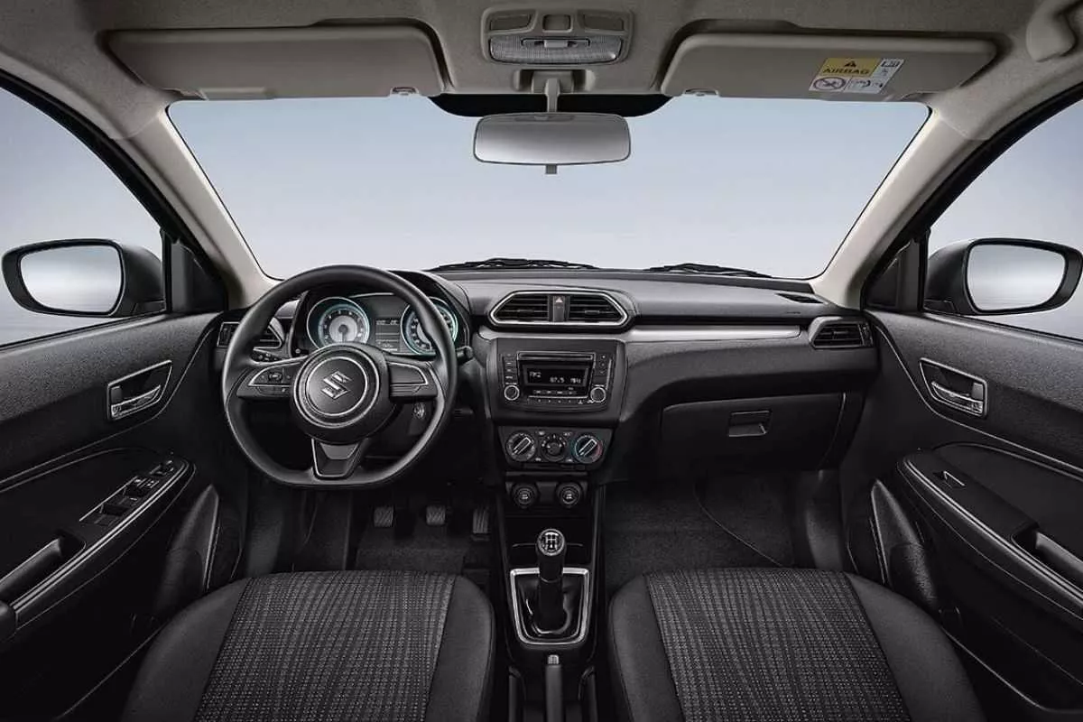 A picture of the interior of the Suzuki Dzire