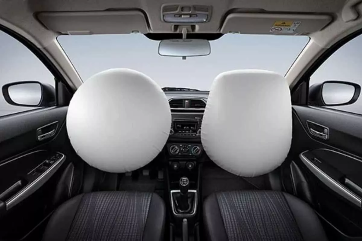 A picture of the Dzire's airbags in action