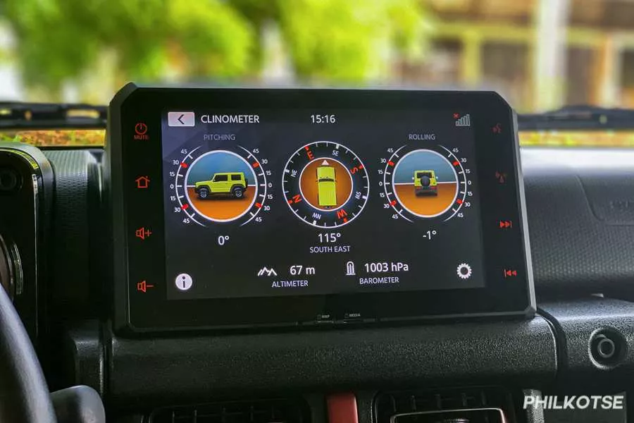A close-up picture of the Suzuki Jimny's touchscreen