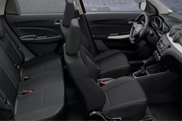 There's ample room inside for five people A picture of the interior of the Swift with the rear seats