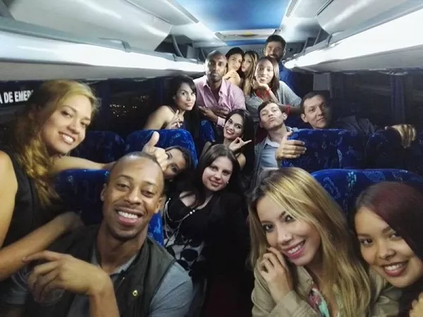 team building inside a bus