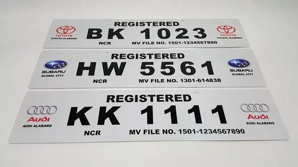 Temporary plate numbers from different brands