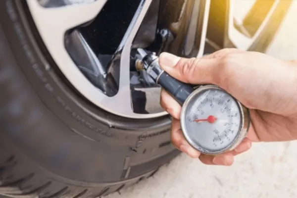checking tire pressure