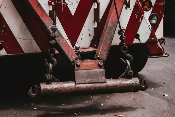 The back of a towing truck