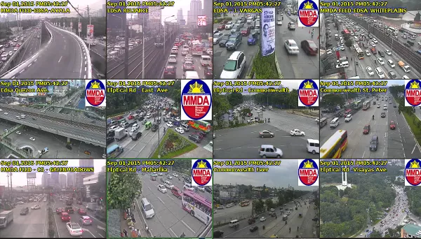 MMDA's traffic monitoring system is actually pretty advanced A picture CCTV feeds from MMDA for monitoring traffic.