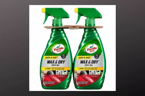 A pair of Turtle Wax and Dry car wax bottles A picture of two Turtle wax and dry car wax bottles