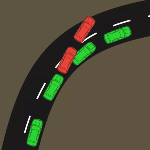 An artist's rendition of what understeering would look like.